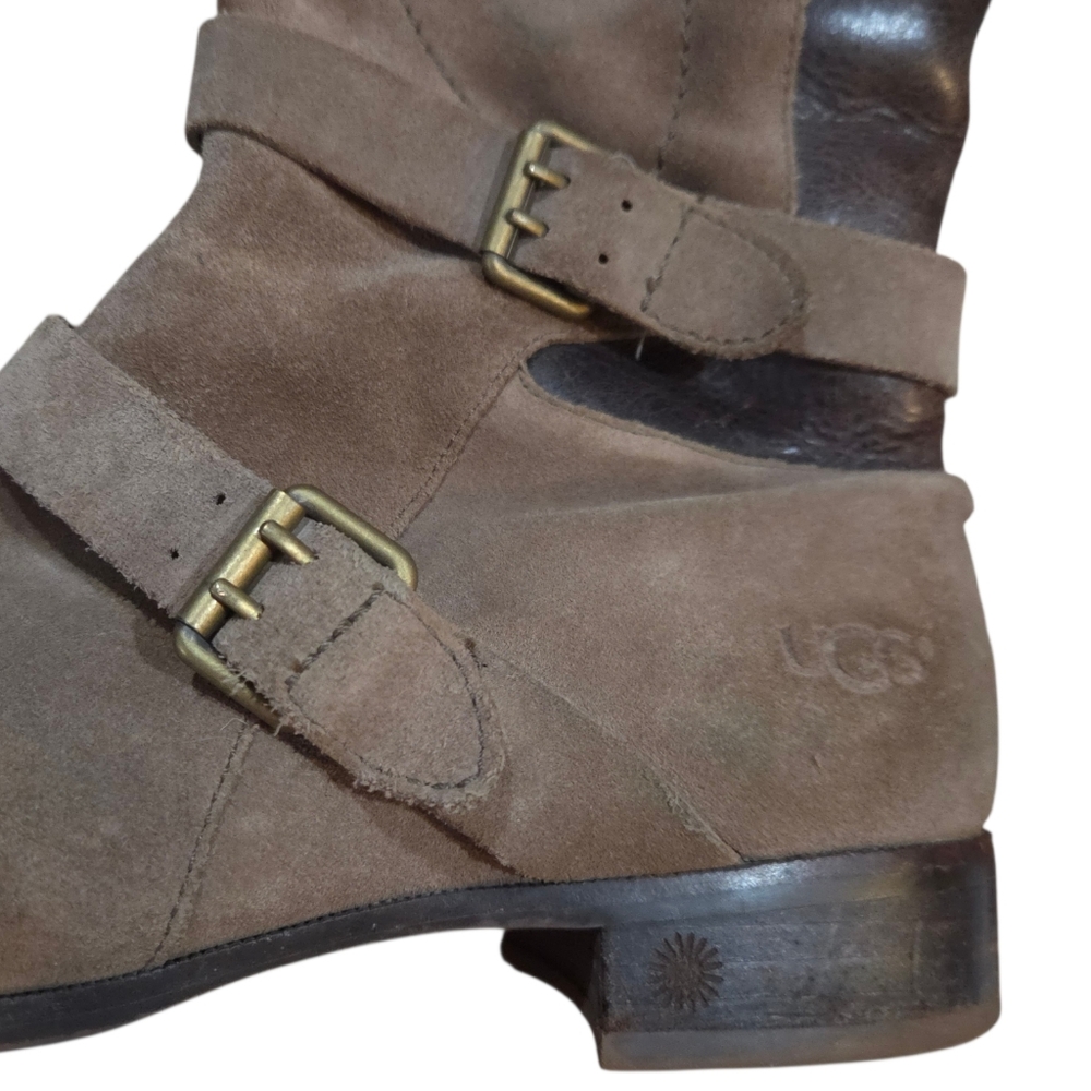 UGG Australia - Cydnee Tall Riding Boots w/ Crackled Leather Panels & Buckles - Picture 7 of 15